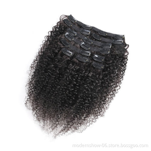 Wholesale Double wefted Remy Human Hair 8 Pieces Seamless Clip In Human Hair Extension For Black and White Women